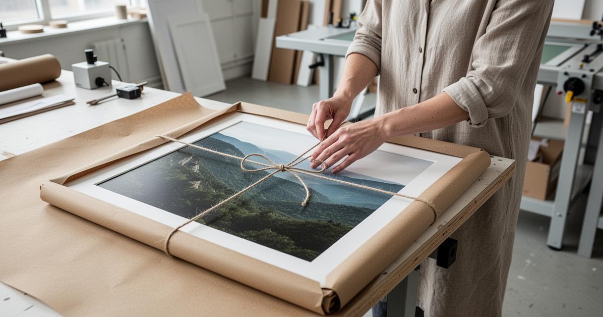 Un tirage photo encadré emballé pour offrir un cadeau personnalisé